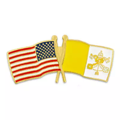 PinMart's USA And Vatican City Crossed Friendship Flag Enamel Lapel Pin • $7.99