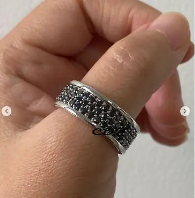 2.28ct Black Cubic Zirconia Men's Statement Thumb Ring 925 Sterling Silver • $89.99