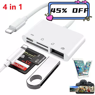 8 Pin To SD Memory Card Reader USB OTG Adapter For IPhone 13 12 11 X XR XS IPad • £5.12