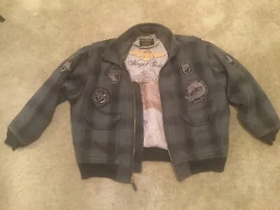 SCHOTT G1 WOOL BOMBER  NAVAL AVIATION Jacket GRAY/BLACK Size 5XL  • $149.99