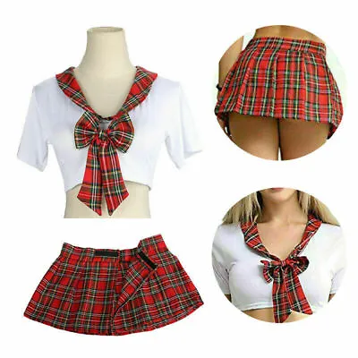 £6.89 • Buy Sexy Women School Girl Student Fancy Dress Costume Uniform Plaid Skirts Lingerie
