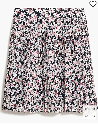 J.Crew Factory Pleated Skirt Navy Floral Daisy Sz 2XS Lined NEW • $24.90