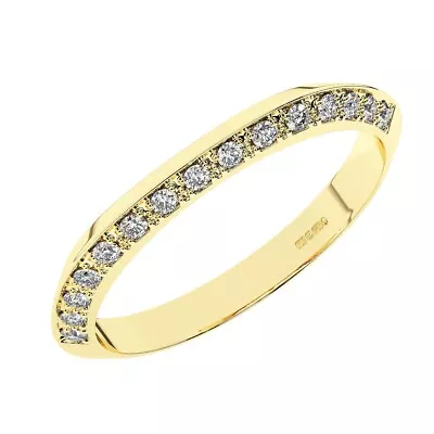 18K Yellow Gold Pave Set 100% Natural Round Cut Diamonds Half Eternity Ring • £470.08