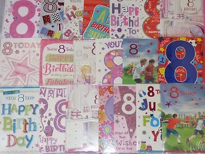 8th Birthday Card 8 Years Old Card Boy Girl Unisex Top Quality Huge Choice • £2.19