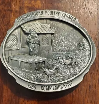 The American Poultry Farmer Belt Buckle 1989 Limited Edition NOS • $18