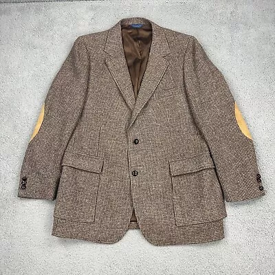 Pendleton Blazer Mens 46 Jacket 100% Virgin Wool Brown Elbow Patch Shoulder Pad • $29.99