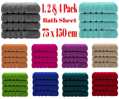 4x Bath Sheets 100% Cotton Soft Large Size Hotel Quality Big Bath Jumbo Towels • £6.49