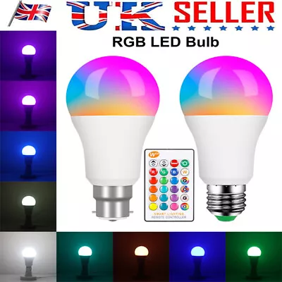 Rgb Led Colour Changing Light Bulb Rainbow Remote Control Bayonet Bulb Uk • £5.59