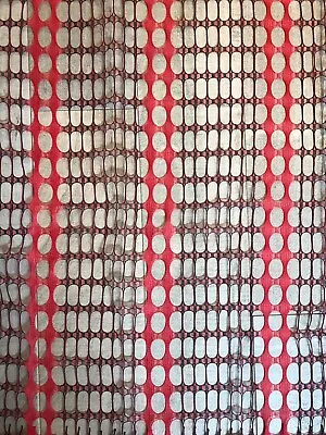 Vtg Curtains (2) Open Weave MCM Abstract Atomic Red Orange STUNNING & UNUSED • $35