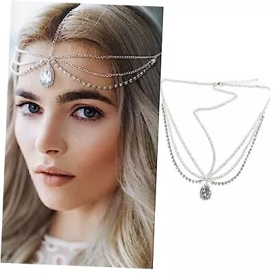 Silver Crystal Forehead Chain Rhinestone Forehead Dance Eyebrow Pendant  • $15.17