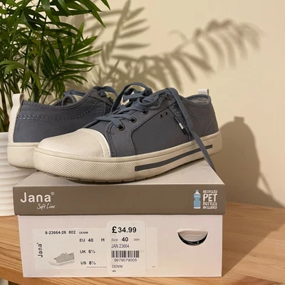 £22.99 • Buy JANA Soft Line Denim Textile Lace Up Pumsp Womens Shoes Size UK 6.5 EUR 40