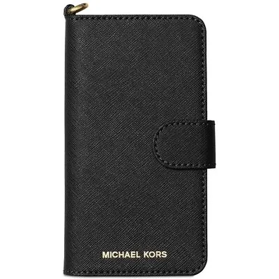 Original Michael Kors Saffiano Leather Folio Case IPhone 8 7 6 - Black • $49.99