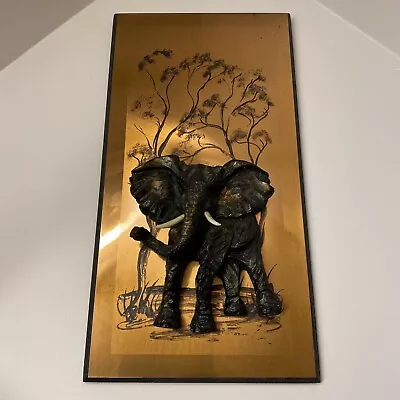 Vintage Copper African Elephant Picture / 3D • £25.99