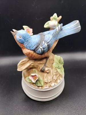 Vtg Milano Porcelain Bluebird Music Box Sculpture By Eda Plays Love Story Mann • $22.99