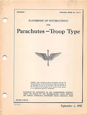 Parachutes-Troop Type Handbook Of Inst's World War II Book Flight Manual  (CD) • $20.99