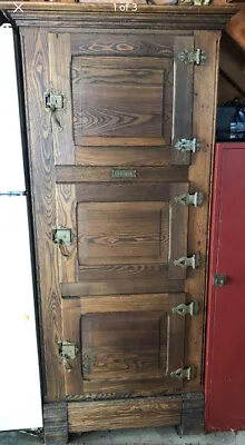 Vintage Antique Early Wood Oak Ice Box Refrigerator Rare Size!! Free Shipping!! • $2500