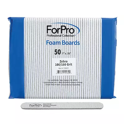 Forpro Zebra Foam Board 100/180 Grit Double-Sided Manicure Nail File 7” L X . • $33.98