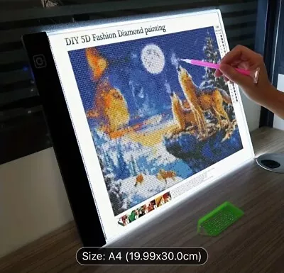 A4 LED Drawing Copy Board Light Box Tracing & Ultra-thin Pad Diamond Painting • £11.99