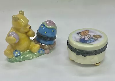 2 Disney WINNIE THE POOH Trinket Boxes Easter & Christopher Robins Midwest Falls • $38