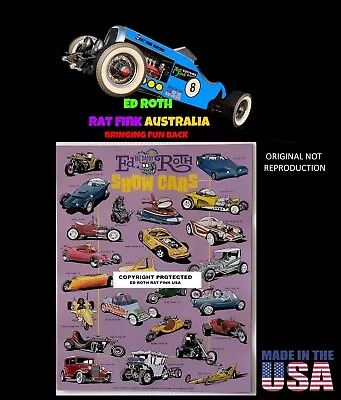 Ed Roth Rat Fink Original Show Car Poster Showing Ed Roth Car Builds • $29