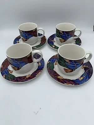 Vitromaster Sue Zipkin Vintage Cups And Saucers  Curtain Call  1993 (Set Of 4) • $18