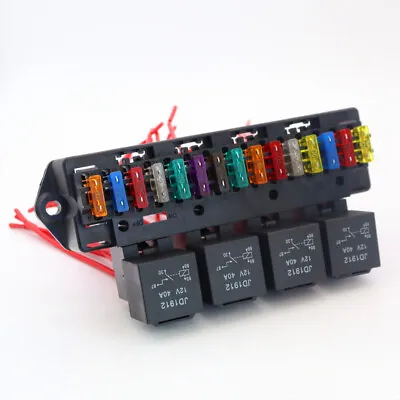 Universal 15 Way Blade Fuse Box With 4 Way 12V 40A Relay Fit For Car SUV Truck • $31.22