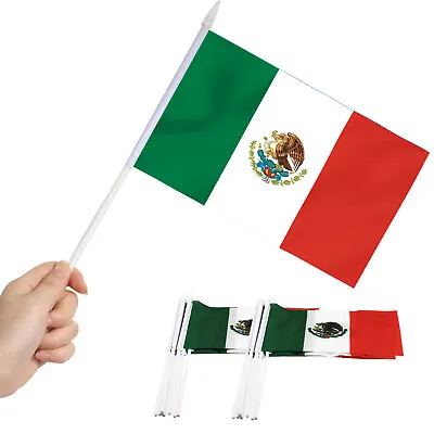 Anley 12 Pack Mexico Mini Flag - Hand Held Small Miniature Mexican Flags 5x8 In. • $8.55