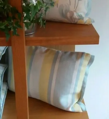 Rectangular Cushion Cover In LAURA ASHLEY - AWNING STRIPE PRIMROSE/DUCK EGG • £18.95