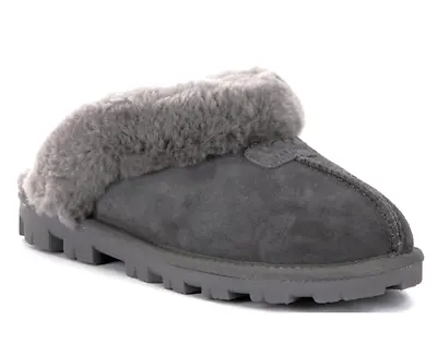 Women's Size 7 UGG COQUETTE Sheepskin Slide Slippers 5125 GREY UGGS Shoes New • $130