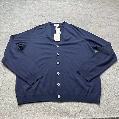 Brooks Brothers Cardigan Sweater Men L Blue Extra Fine Merino Wool Long Sleeve • $64.99