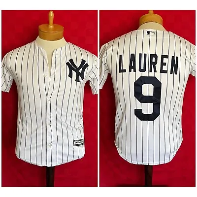 NY New York Yankees #9 Lauren Majestic SEWN Baseball Jersey Youth Medium Maris • $16.38