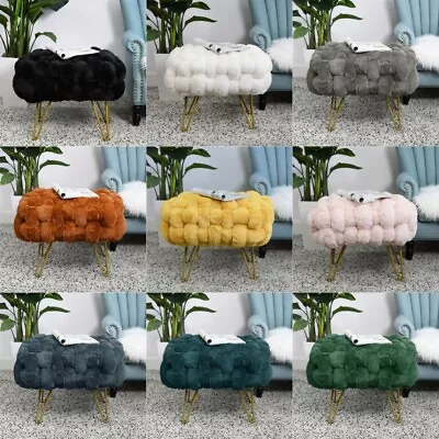 Soft Faux Fur Ottoman Fuzzy Entryway Bench Seat Make Up Vanity Stool 27 X20 X20  • $73.09