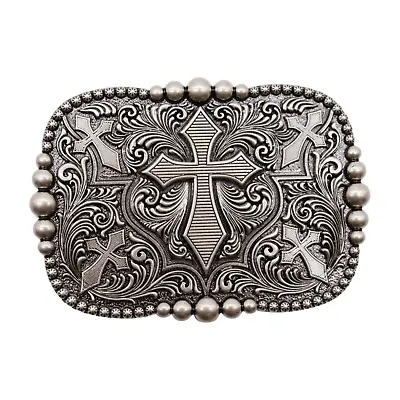 Men Women Western Fashion Belt Buckle Antique Silver Metal Western Cross Unisex • $15.99