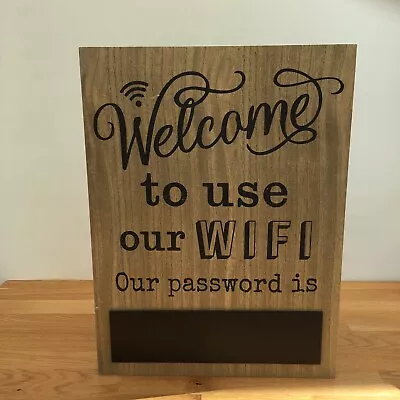 Wooden Plaque Board Wifi Password Blackboard Sign 40 X 30cm Home Cafe Pub Hotel • £14.95