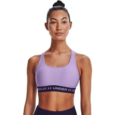 Women's Under Armour UA Mid Crossback Activewear Sports Bra In Purple • £12.99