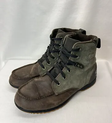 Sorel Ankeny Moc Toe Waterproof Men's Boots Green Brown NM2266-213 Sz 10.5 • $52