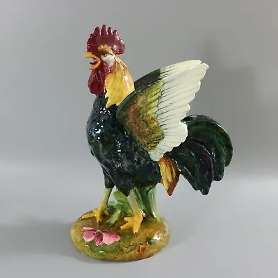 Rare Delphin Massier Majolica Crowing Rooster Figural Vase • $4823.73