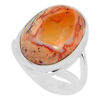 Handmade 10.54cts Solitaire Natural Orange Mexican Fire Opal Ring Size 7 U58878 • £20.74