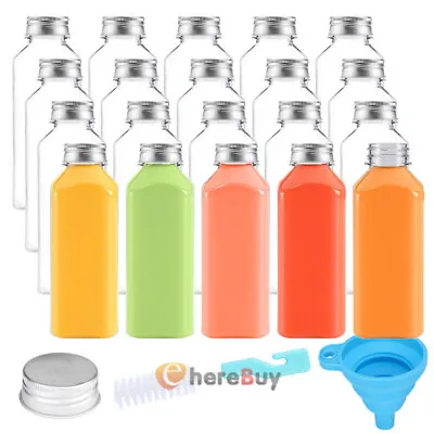 20Pcs 11Oz Empty Plastic Juice Bottles Lids Reusable Clear Containers Tamper • £28.77