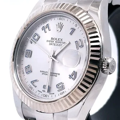 Pre-Owned Rolex Datejust II 41mm Stainless Steel Watch 116334 Gold Fluted Bezel • $10950