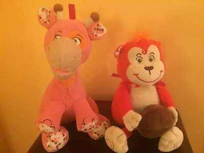 £6.99 • Buy Latitude Enfants Giraffe & Rattle Monkey Comforter Baby Soft Toys X 2 Bundle   