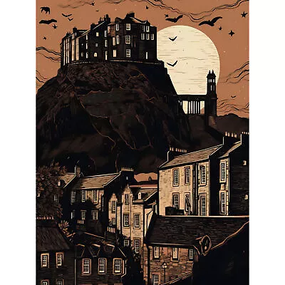 Dramatic Full Moon Rising Behind Edinburgh Castle Canvas Poster Picture Wall Art • £13.99