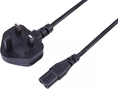 Pl15831 5 M UK 3 Pin Cord IEC C7 Figure 8 Mains Power Charger Cable - Black • £3.95