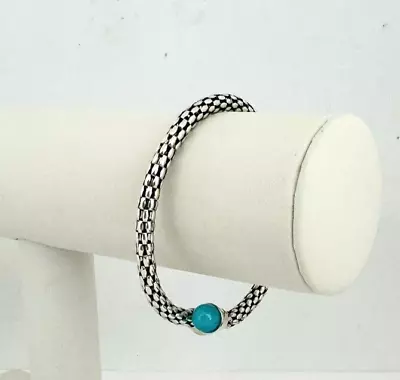 Michael Dawkins Sterling Silver Amazonite Flexible Bypass Cuff Bracelet Italy • $67.48