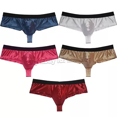 Comfortable Men's Shiny Cheeky Boxer Briefs Soft Underwear With 1/2 Coverage • $7.09