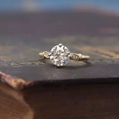 2CT Old Mine Round Cut Diamond Ring Vintage Engagement Ring 10K Yellow Gold • $427.99