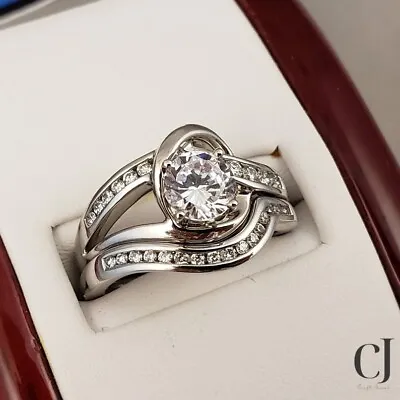 Round Bypass 2 CT Moissanite Engagement Bridal Ring Solid 14K White Gold For Her • $218.07