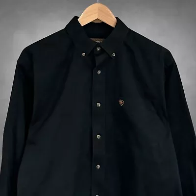 Ariat Shirt Mens M Black Long Sleeve Button Down Western Cowboy • $29.87