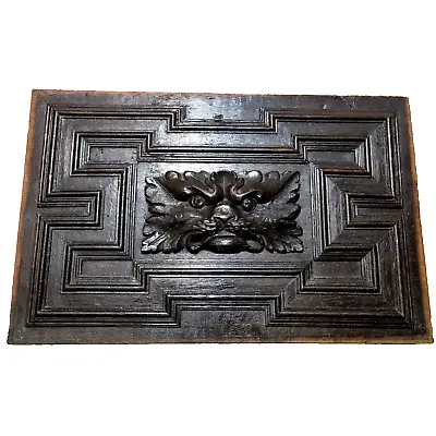 17 Th C Green Man Lion Wood Carving Panel Antique French Architectural Salvage • $990