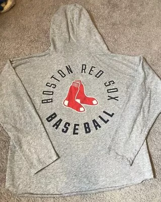 VS Victoria's Secret PINK Red Sox MLB Oversized Hoodie  Grey L Large Deep V Neck • $29.99